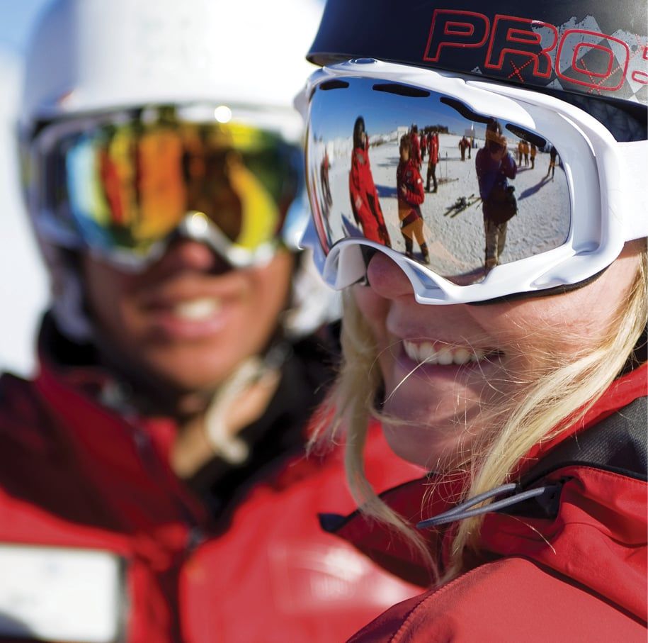 Woman in ski goggles